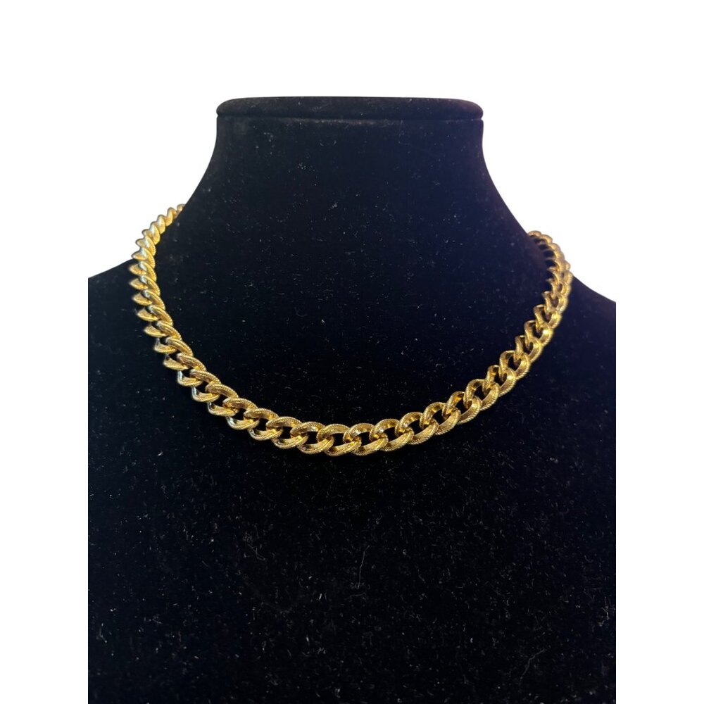 Vintage Napier Gold Tone Chain Necklace For Women Textured Links Classic Design